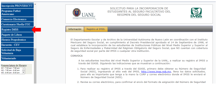 Registro IMSS uanl